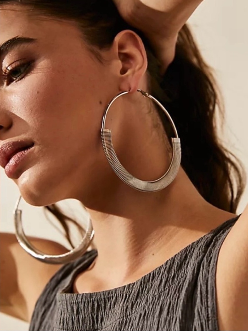 Free People Simply the Best Oversized Hoop earrings- large silver hoop earrings